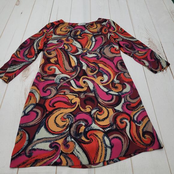 Maeve colorful psychedelic mini dress pink swirl popover - Picture 1 of 6